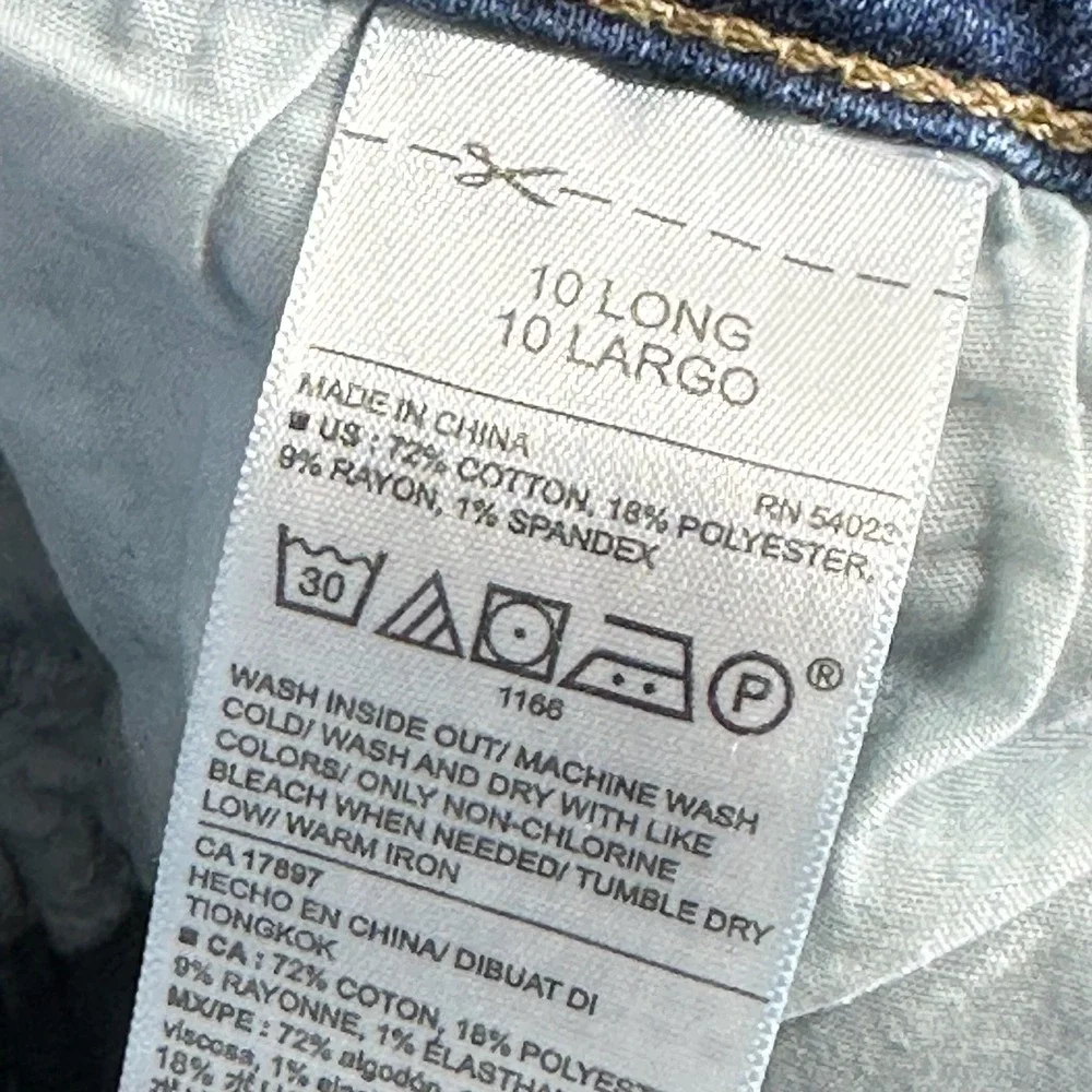 Old Navy Rockstar Mid-Rise‎ Skinny Jeans Blue Distressed 10 Long Stretch Denim